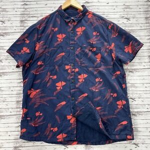 California Cowboy High Water Shirt Men's 3XL Blue Terry Fleece Lined Hawaiian SS